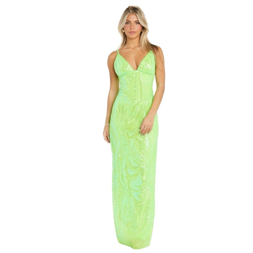 Morgan & Company Lime Green Evening Gown - Picture 2 of 11